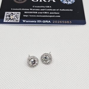 925 sterling silver Moissanite 1ct round stud earrings
